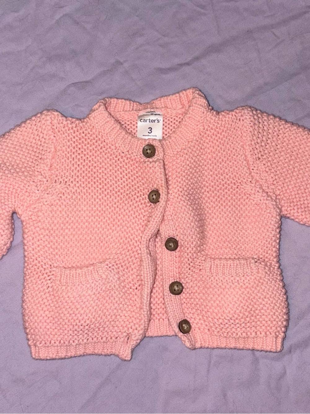 Carter's Light Pink Knit Baby Cardigan with Buttons